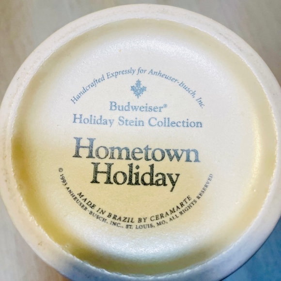 Budweiser Beer Holiday Stein Mug Christmas Clydesdale Horse Hometown Snowman Cup - Picture 8 of 11